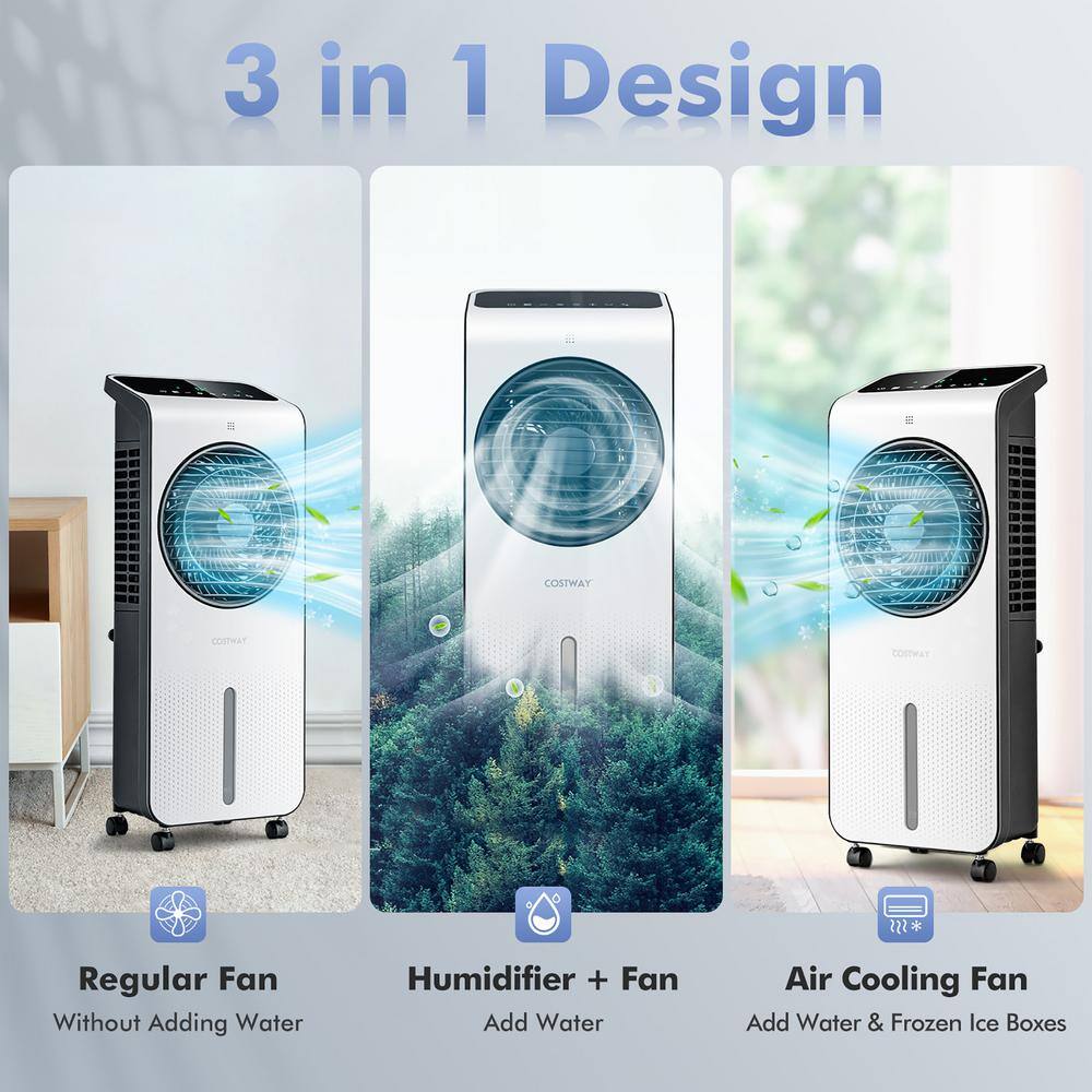 Costway 423.5 CFM Evaporative Air Cooler 3-in-1 Portable Swamp Cooling Fan w12H Timer Remote for 200 sq.tf. ES10163US-WH