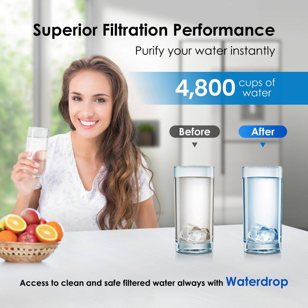 Waterdrop WDS-UKF8001 Refrigerator Water Filter Replacement for Whirlpool EDR4RXD1 EveryDrop Filter 4 UKF8001AXX-200(3-Pack) B-WDS-F07-3