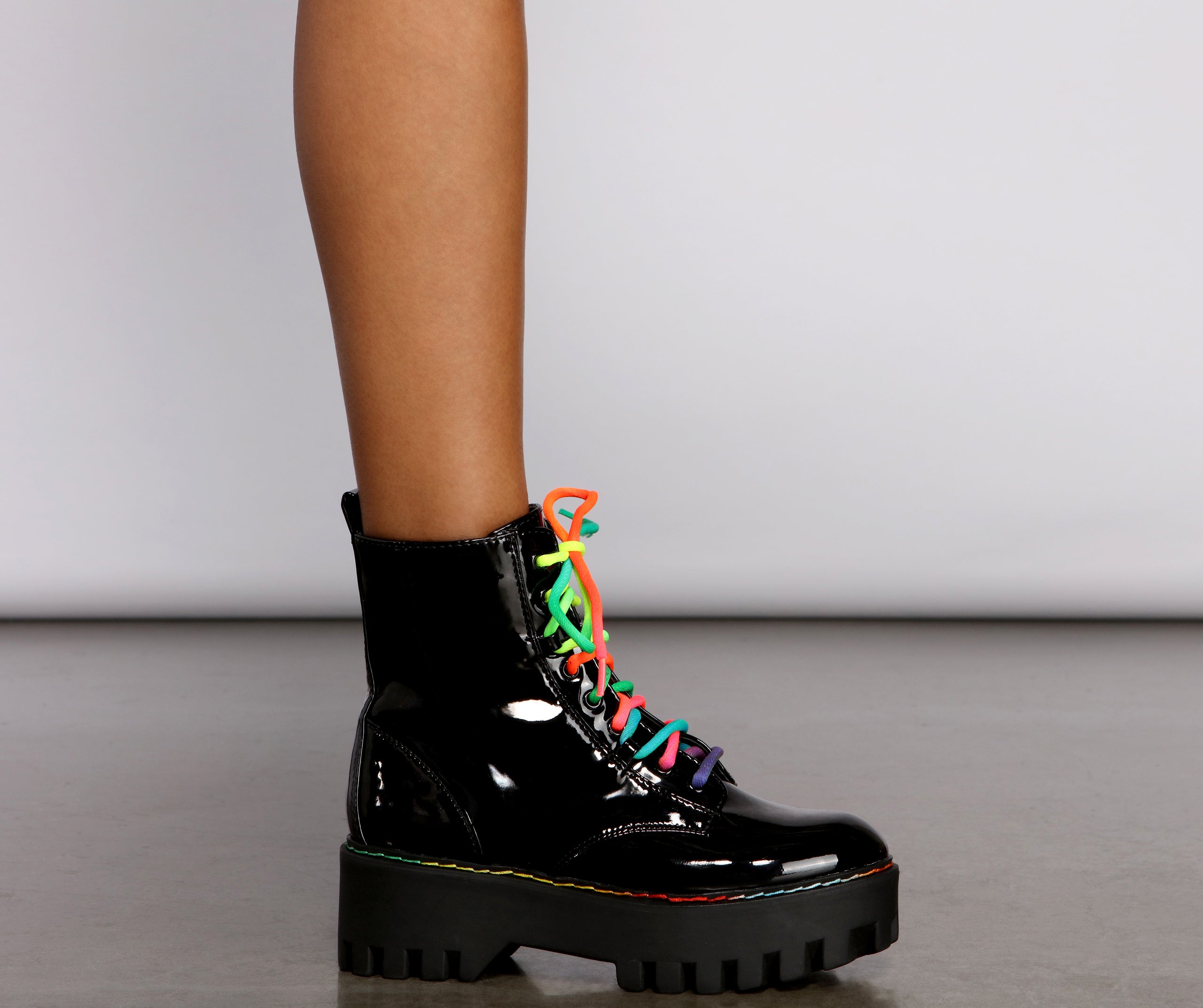 Make A Statement Faux Leather Combat Boots