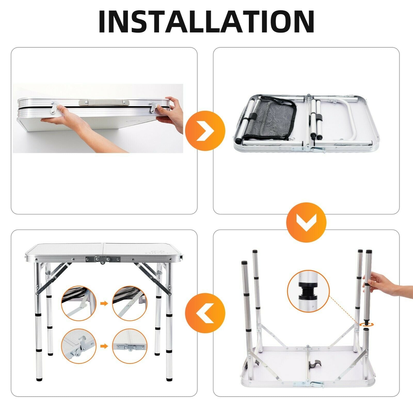 Nice C Folding Table Adjustable Height， Portable Camping Table Lightweight Aluminum， with Carry Handle for Outdoor， Beach， BBQ， Picnic， Cooking， Festival， Indoor， Office (Small)