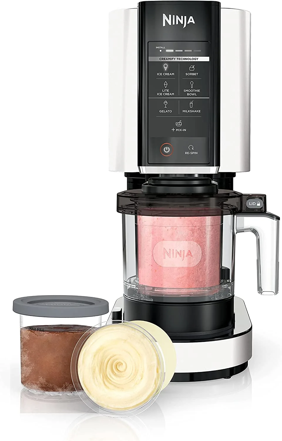 Ninja NC301 WH CREAMi， Ice Cream， Gelato， Milkshake， Sorbet， and Smoothie Bowl Maker， 7 One-Touch Programs， White (Refurbished)