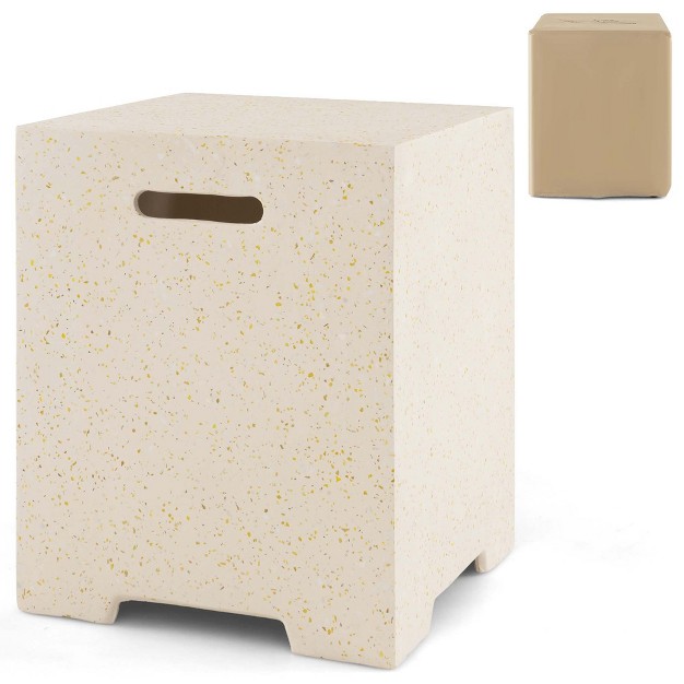 Costway 16 x27 x27 Terrazzo Hideaway Tank Table 20 Lbs Propane Gas Holder With Protective Cover