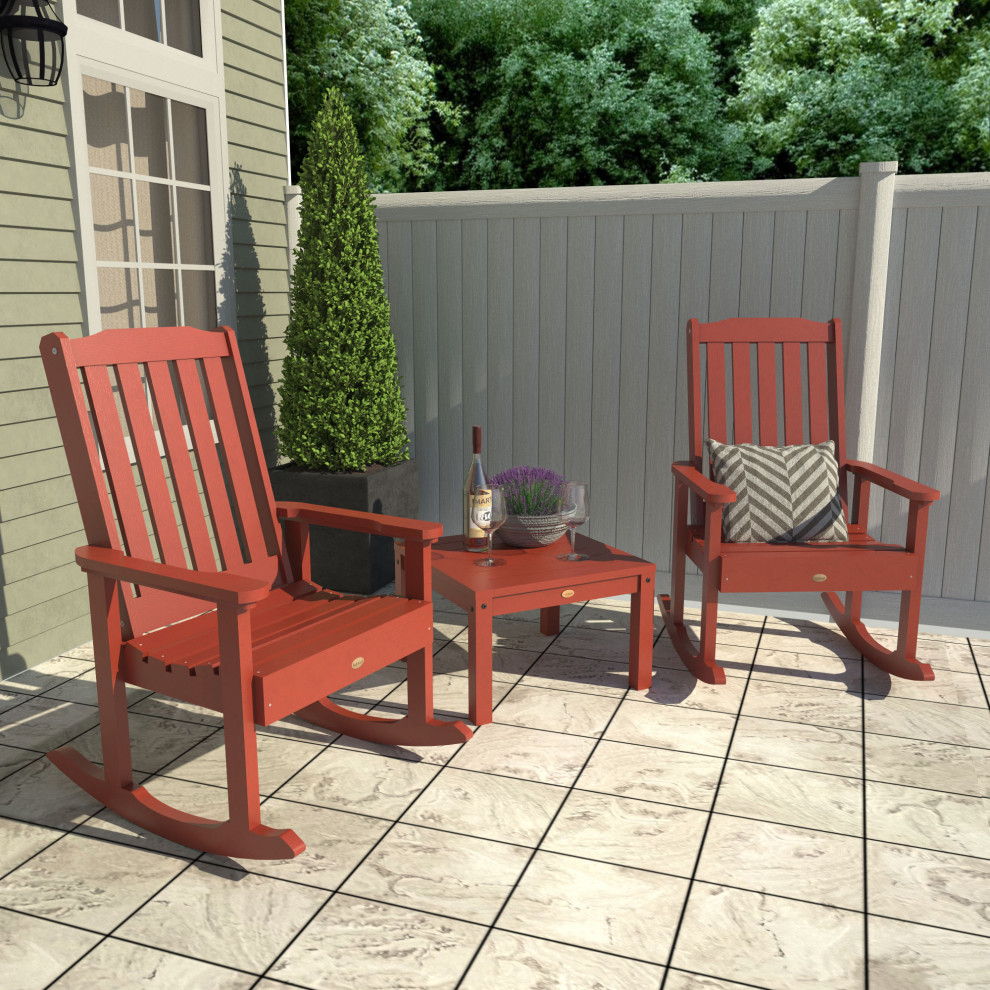 Lehigh Rocking Chair Set With Side Table   Contemporary   Outdoor Lounge Sets   by highwood  Houzz