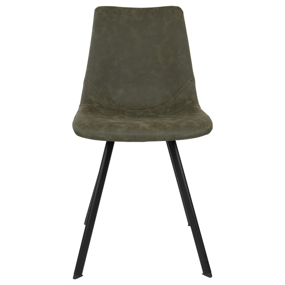 LeisureMod Markley Modern Leather Dining Chair With Metal Legs