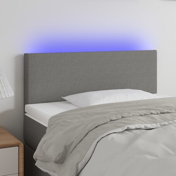 vidaXL LED Headboard Fabric Bedroom Furniture Dark Gray/Light Gray Multi Sizes - - 37421094