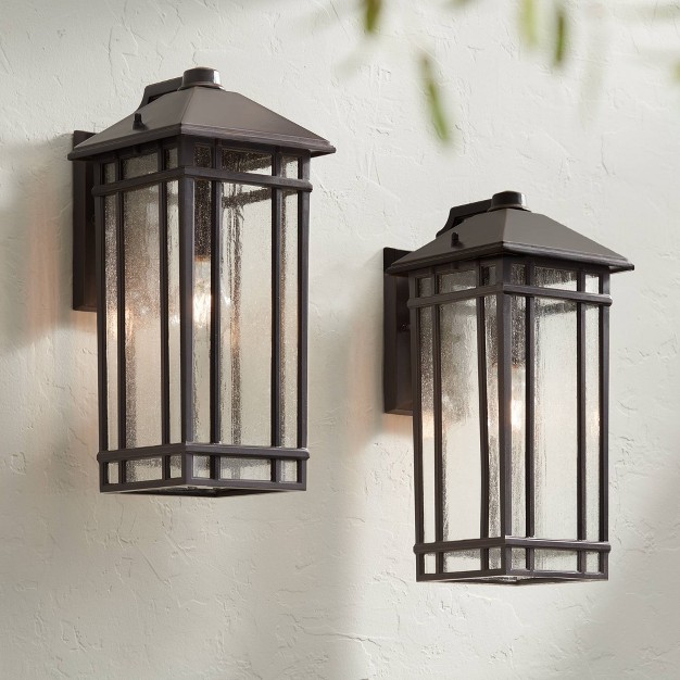 Kathy Ireland Sierra Craftsman 16 1 2 quot h Outdoor Wall Light Set Of 2