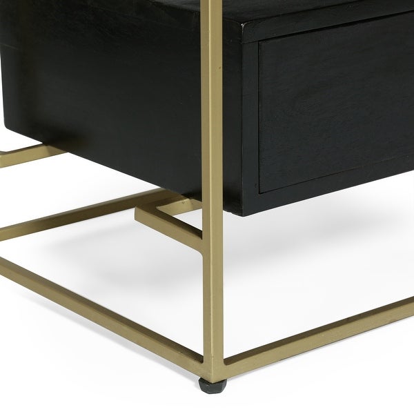 Hoadley Modern Handcrafted 3 Drawer Glass Top Nightstand by Christopher Knight Home - - 32872978