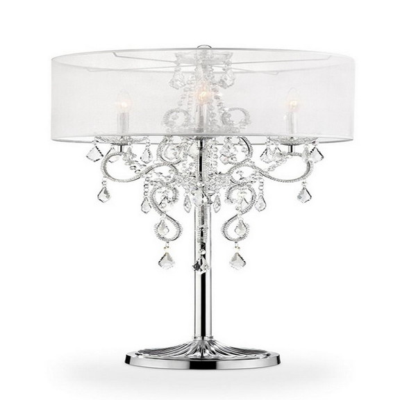 Benjara BM240302 Table Lamp with Metal Base and Ha...