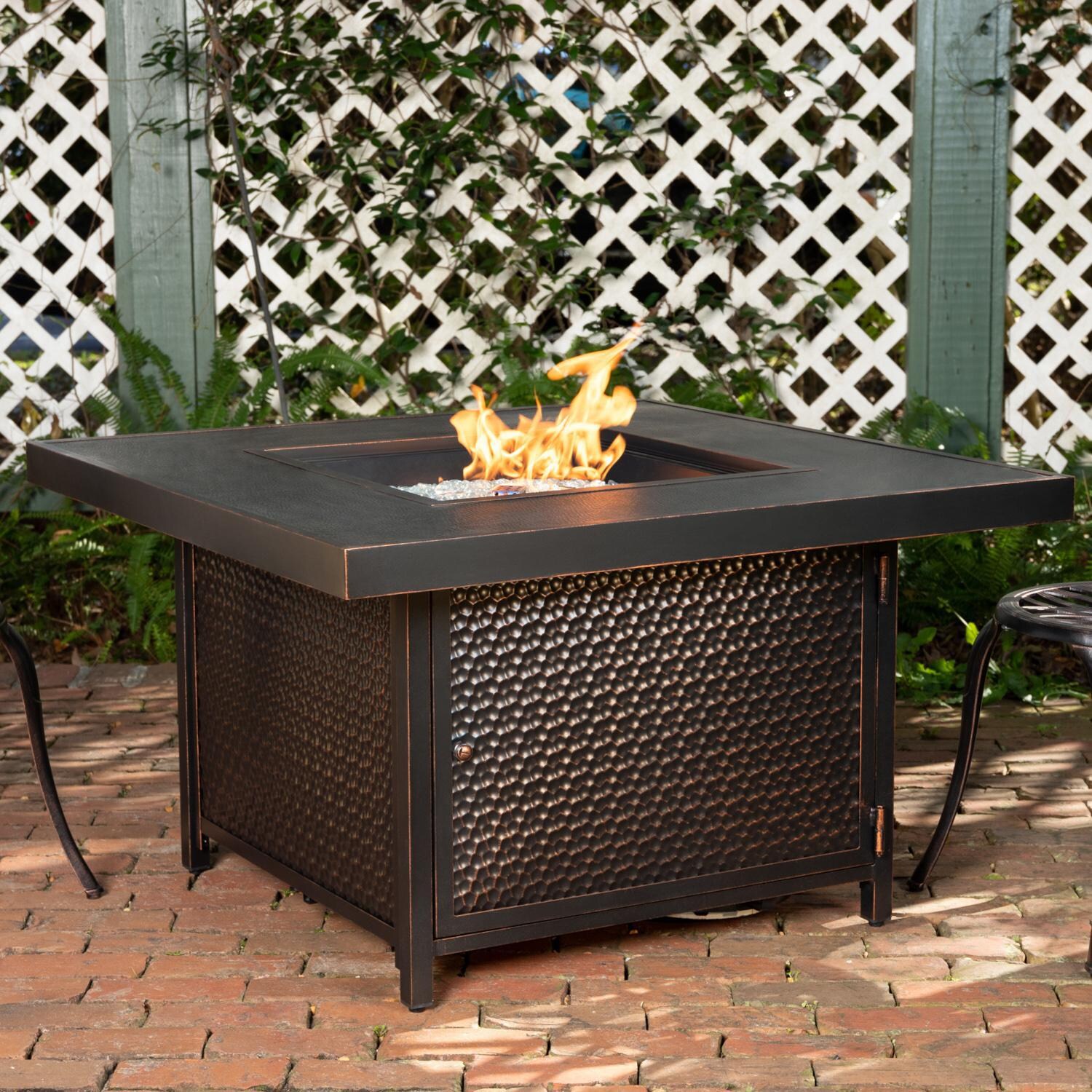 Ultimate Patio La flore 40-Inch Square Aluminum Propane Gas Fire Pit