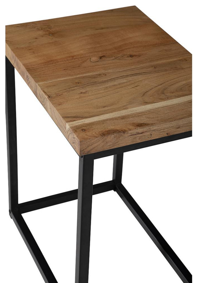 Ames Solid Wood Modern Chairside End Table in Natural and Black   Industrial   Side Tables And End Tables   by Timeout PRO  Houzz