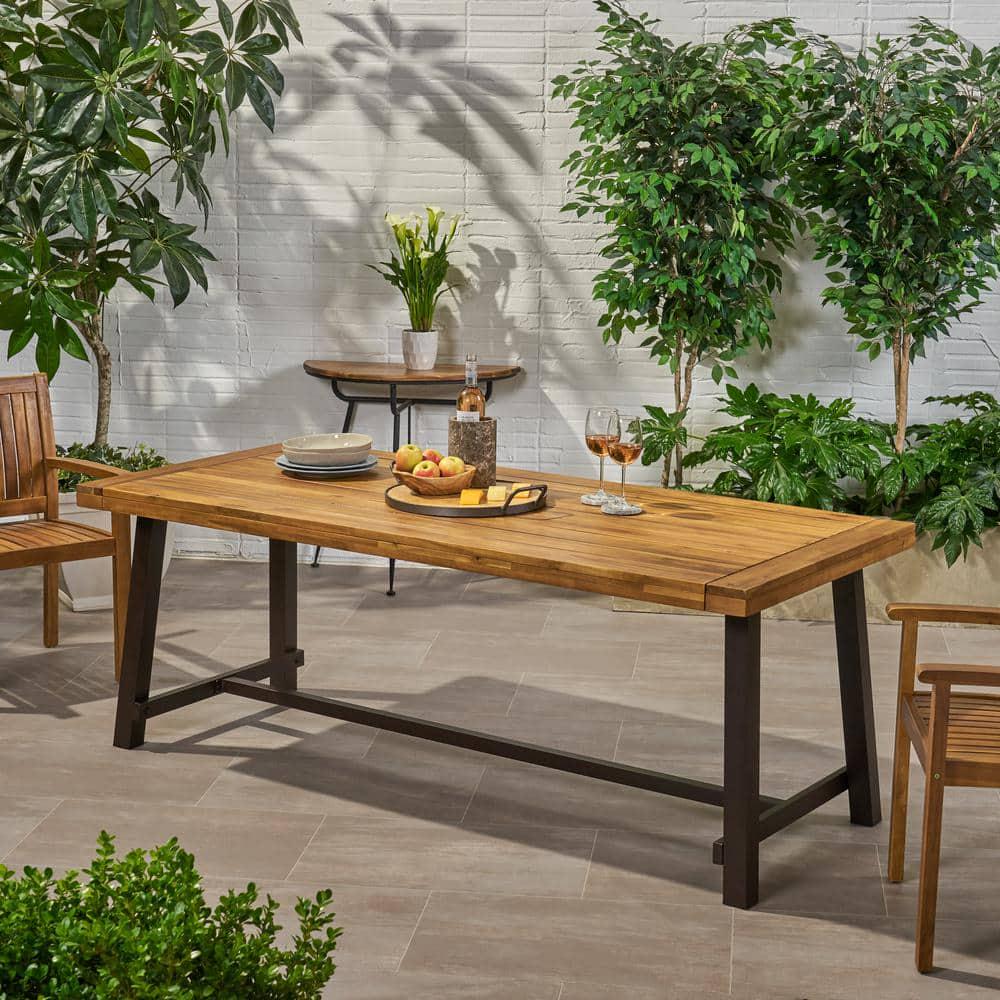 Noble House Carlisle Teak Brown Rectangular Acacia Wood Outdoor Dining Table