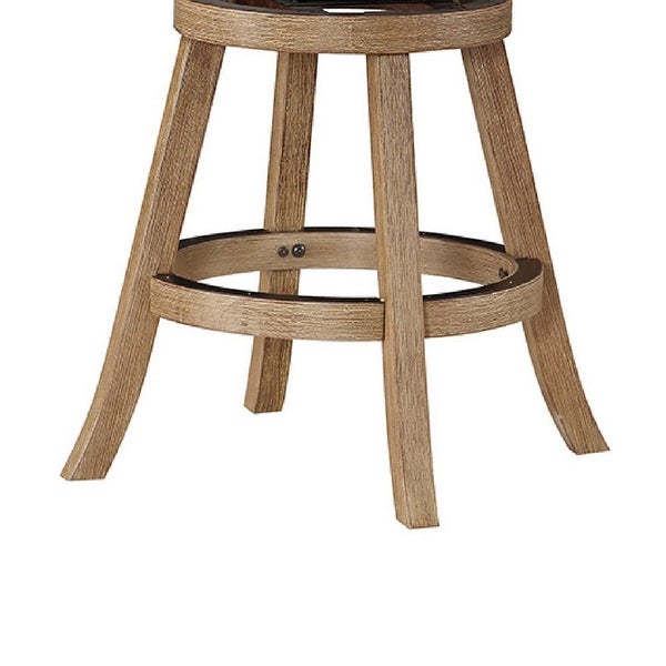 Adam 24 Inch Solid Wood Swivel Counter Stool， Slatted - 21.5 L x 18 W x 37.5 H