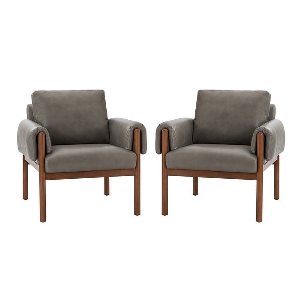 Tiago Comfy Glossy Living Room Armchair with Solid Wood Base Set of 2 by HULALA HOME