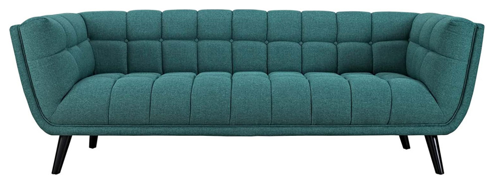 Transitional Sofa  Angled Legs With Cushioned Seat  ampSquare Button Tufting   Transitional   Loveseats   by Declusia  Houzz