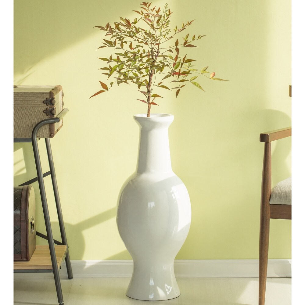 Modern Trumpet flower vase  White Unique Floor Vase  26 Inch Floor Vase  Home Interior Decoration  Modern Large Floor Vase