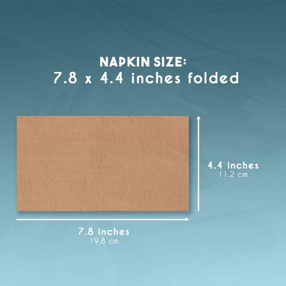 200 Brown Napkins Kraft Brown Natural Disposable Rustic Dinner  Folded 7.8\