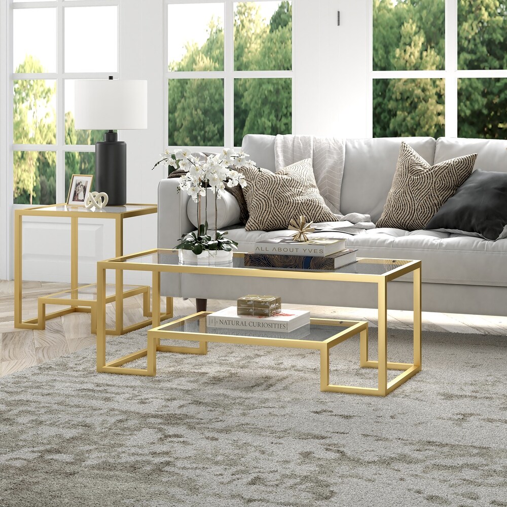 Artemis Contemporary Metal and Glass Coffee Table