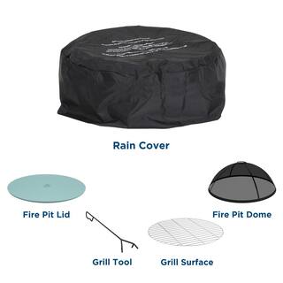 Novogratz Asher 27 in. Wood Burning Fire Pit with Grilling Surface Aqua Haze 87830AQH1E