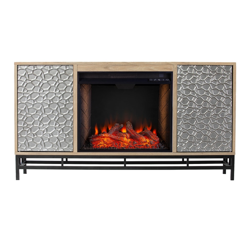 SEI Furniture Ausborne Electric Fireplace w/ Media Storage   Natural