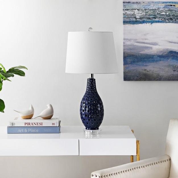 Harlem Ceramic Table Lamp Navy Safavieh