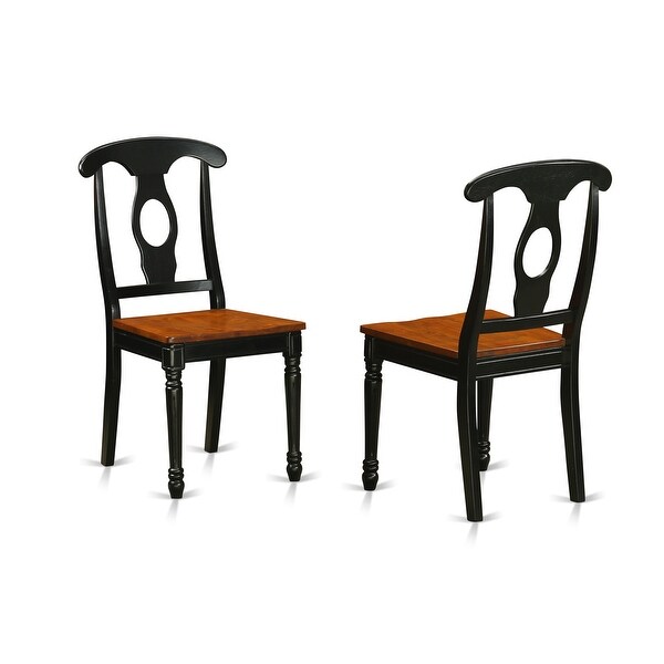 3 Pieces Dining Set - Pedestal Dining Table and 2 Napoleon Back Kitchen Chairs- Two Tone Black and Cherry Finish