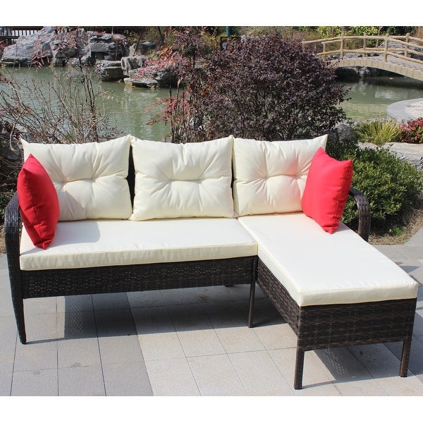 2 Piece Outdoor Patio Sectional Sofa Set Conversation Set - Overstock - 37784750