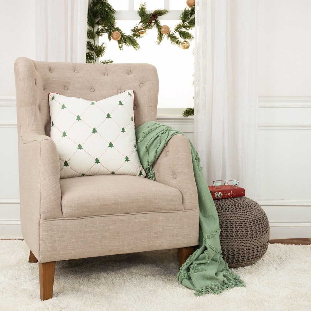 Rizzy Home Cotton Velvet Evergreen Diamond Throw Pillow Cover