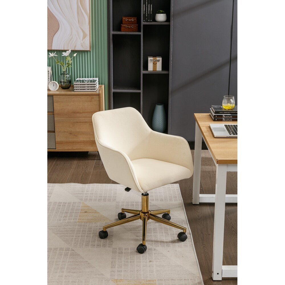 Adjustable Height 360 Revolving Home Office Chair w/ Gold Metal Legs