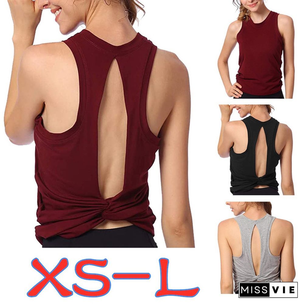 Tank Top for Women Open Back Yoga Shirts Sleeveless Workouts Clothes Sport Fitness Activewear