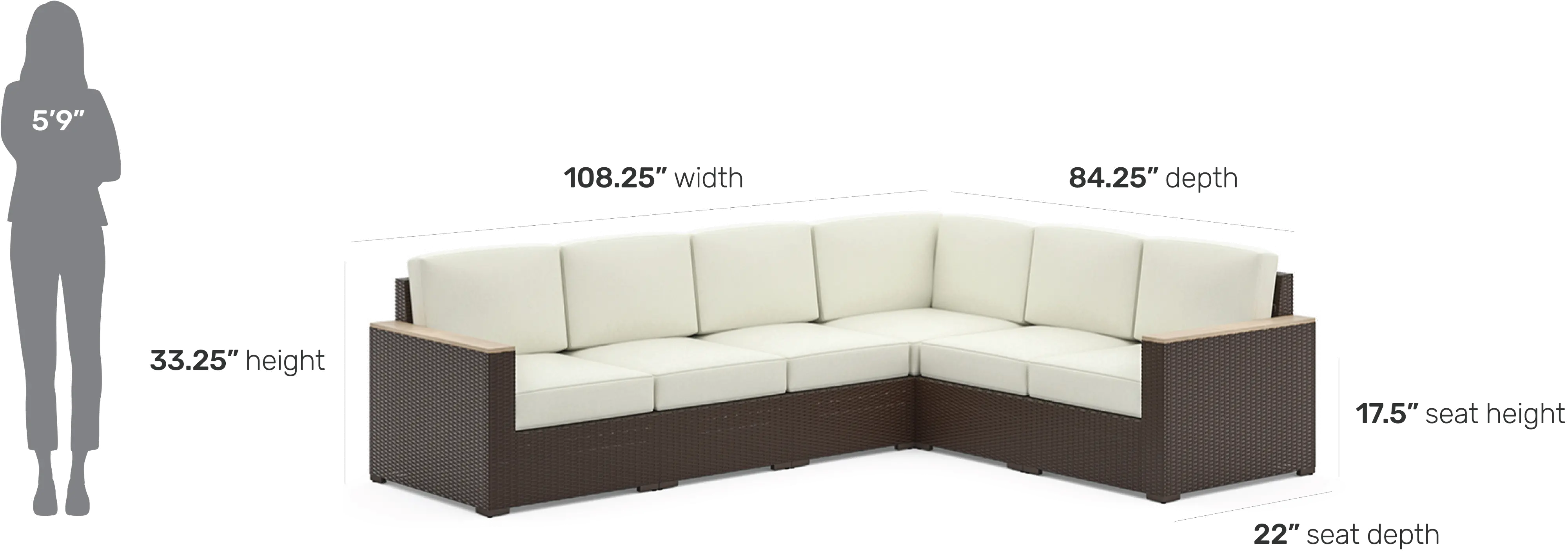 Palm Springs Brown Outdoor 6 Seat Sectional