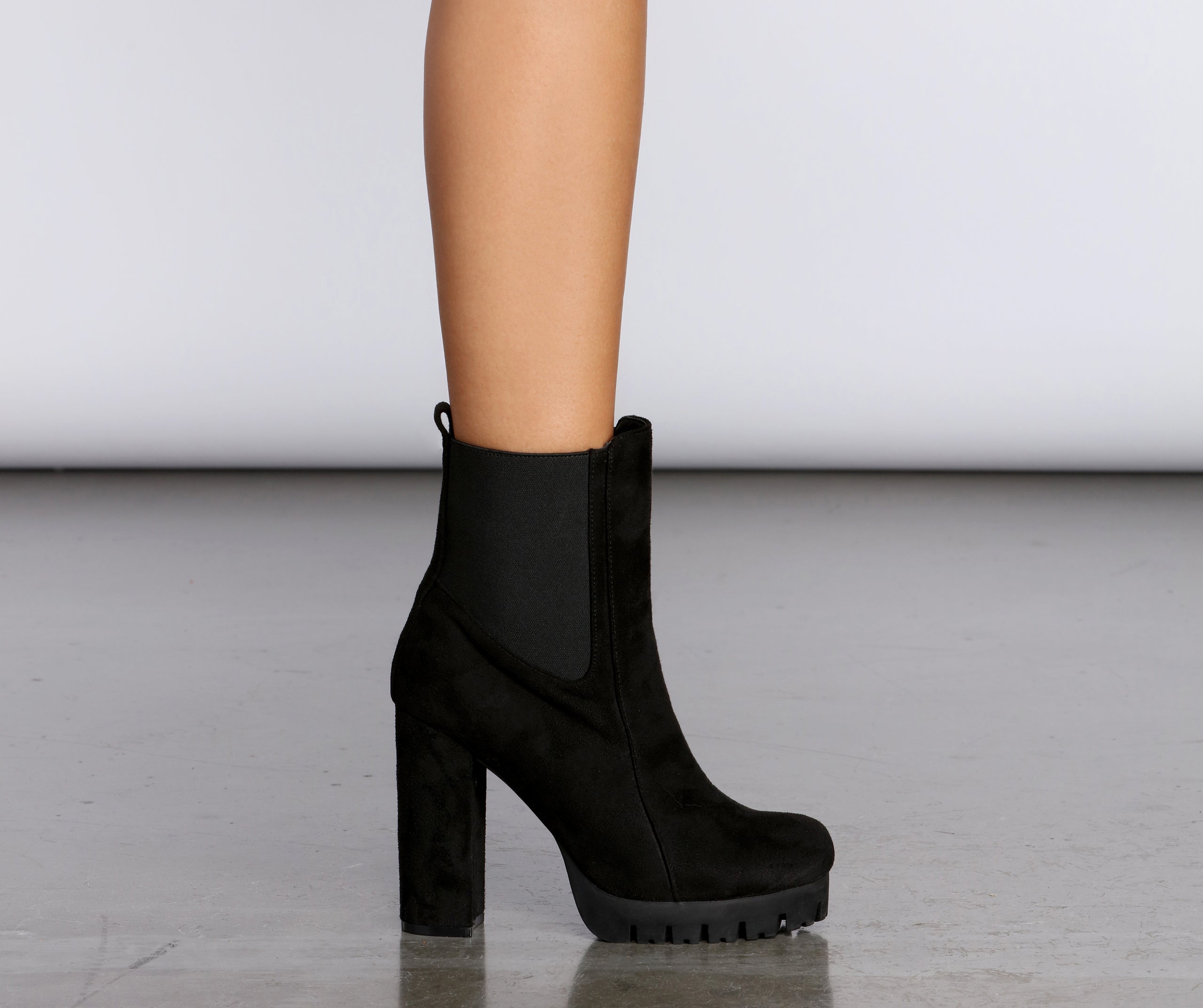 Platform Suede Lug Sole Booties