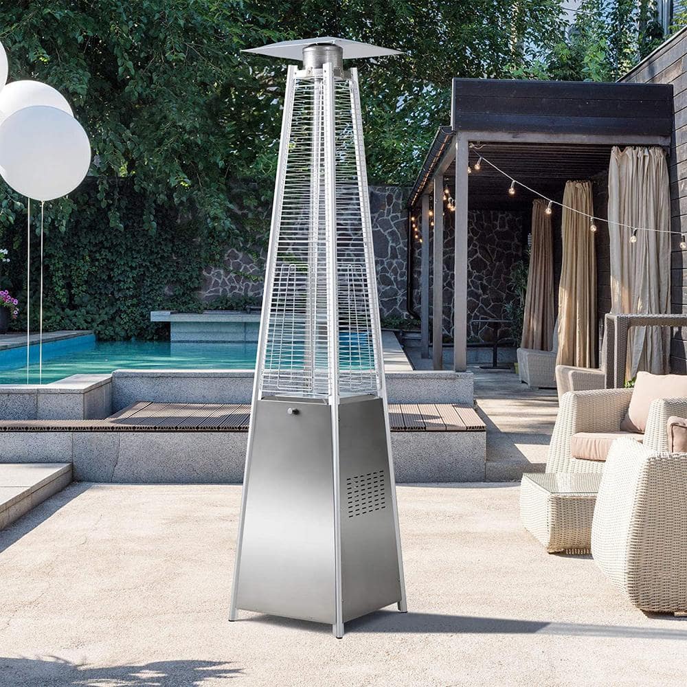 PamaPic 42,000 BTU Stainless Steel Propane Standing Patio Heater PH-TXBXG-WH1