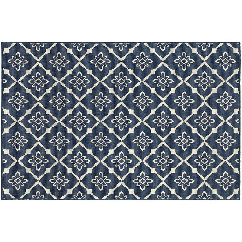 StyleHaven Maritime Floral Lattice Indoor Outdoor Rug