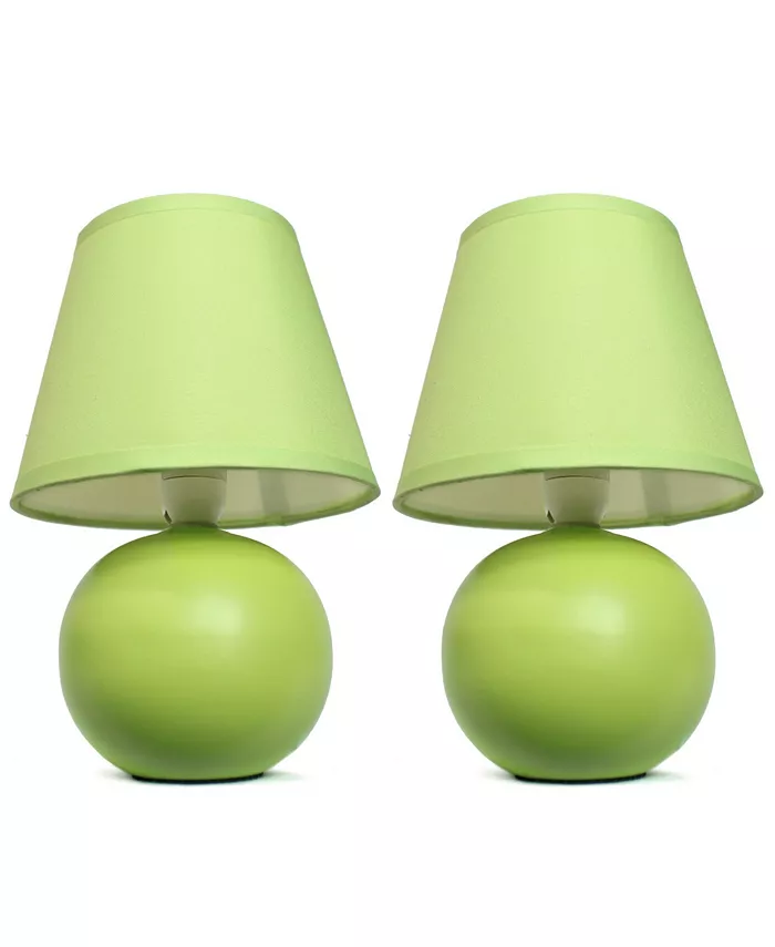 All The Rages Simple Designs Mini Ceramic Globe Table Lamp 2 Pack Set