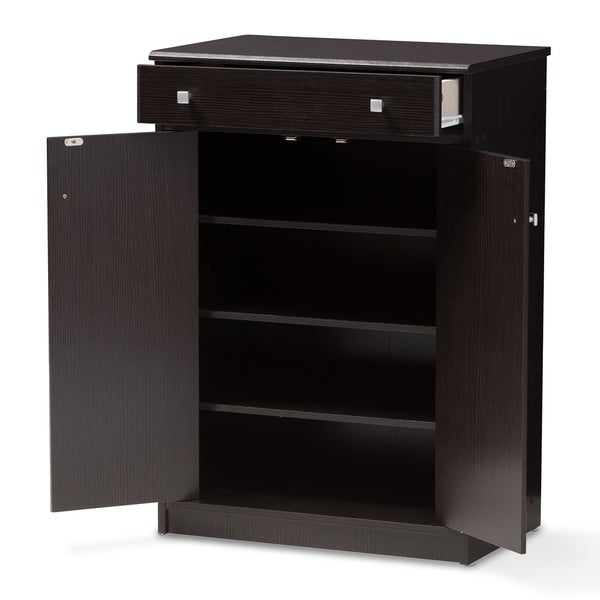 Contemporary Dark Brown Shoe Cabinet by Baxton Studio - - 22580566