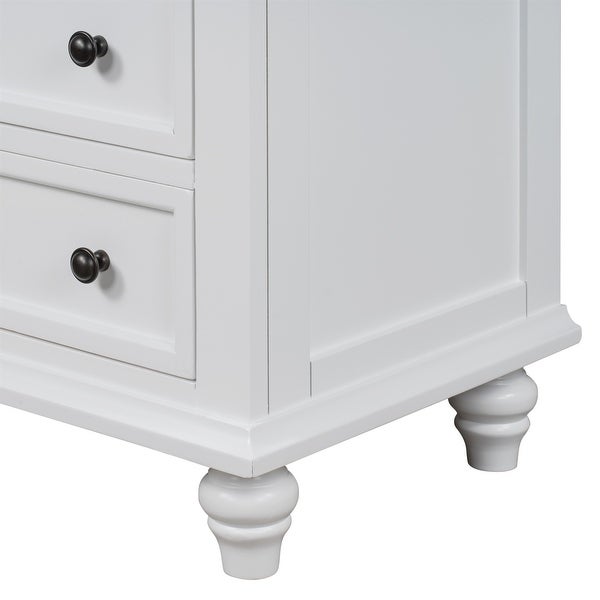3-Drawer Wood Nightstand， Storage Cabinet with Pull out Tray - - 36938354