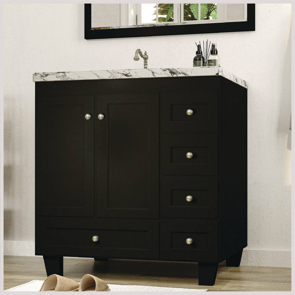 Eviva Acclaim 30 in. W x 22 in. D x 34 in. H Bath Vanity in Espresso with White Carrara Marble Top with White Sink EVVN69-30ES