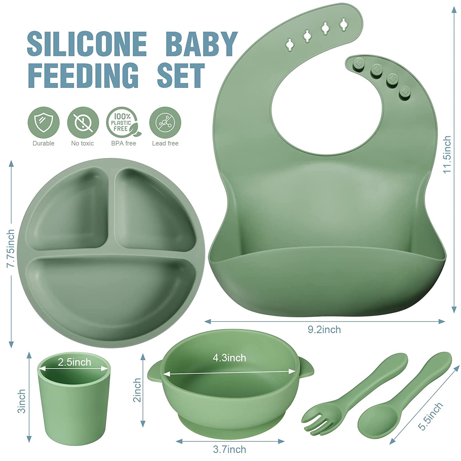 12-piece silicone baby feeding set