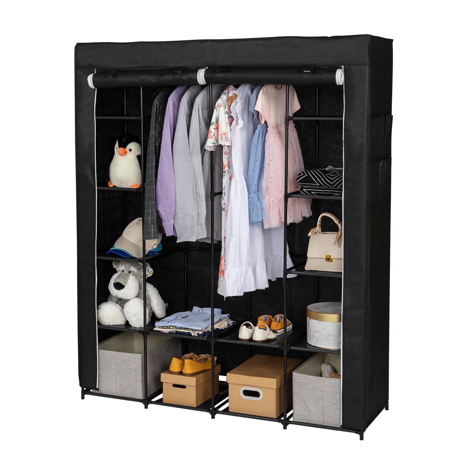 Ktaxon Non-Woven Fabric Portable Closet Organizer Storage with 14 Shelves, Black