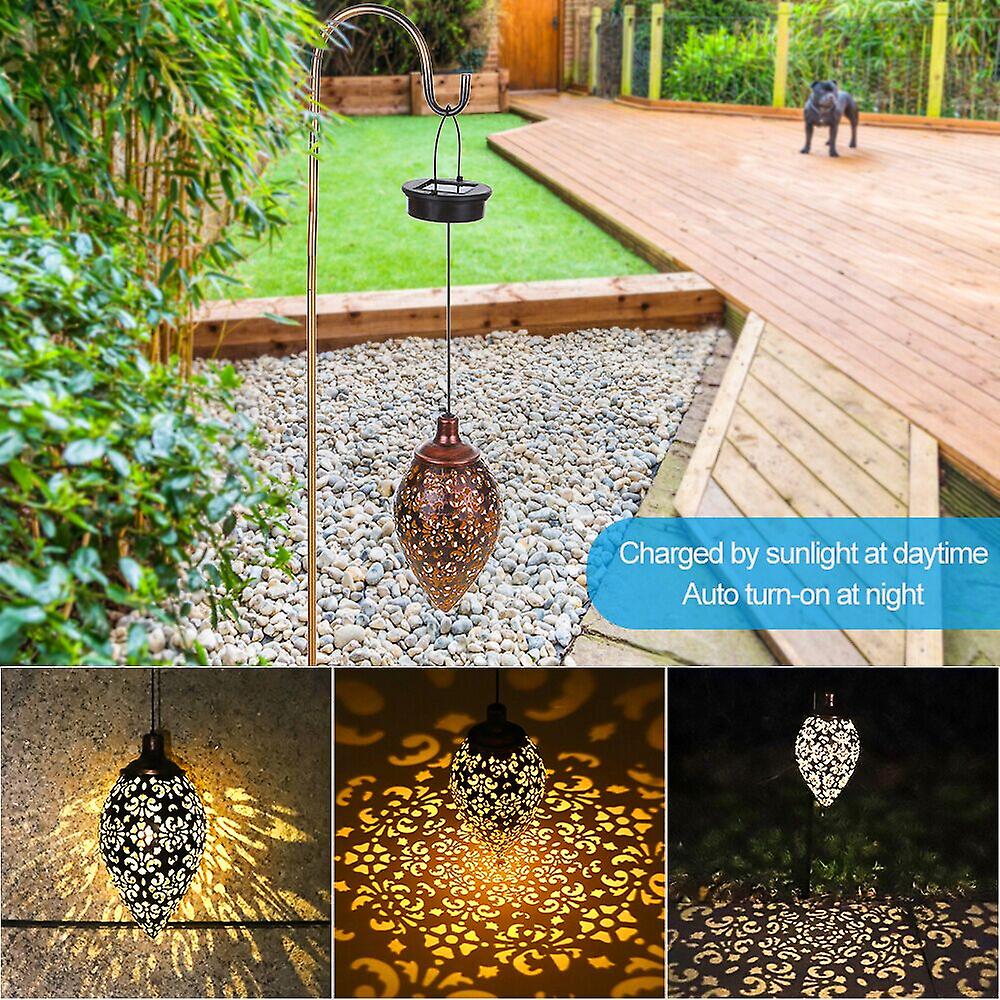 Dc1.2v 0.065w Ip44 Water-resistant Solar Powered Lamp Hanging Led Ceiling Light Built-in 600mah Rechargeable Battery Olive Metal Decorative Lighting L