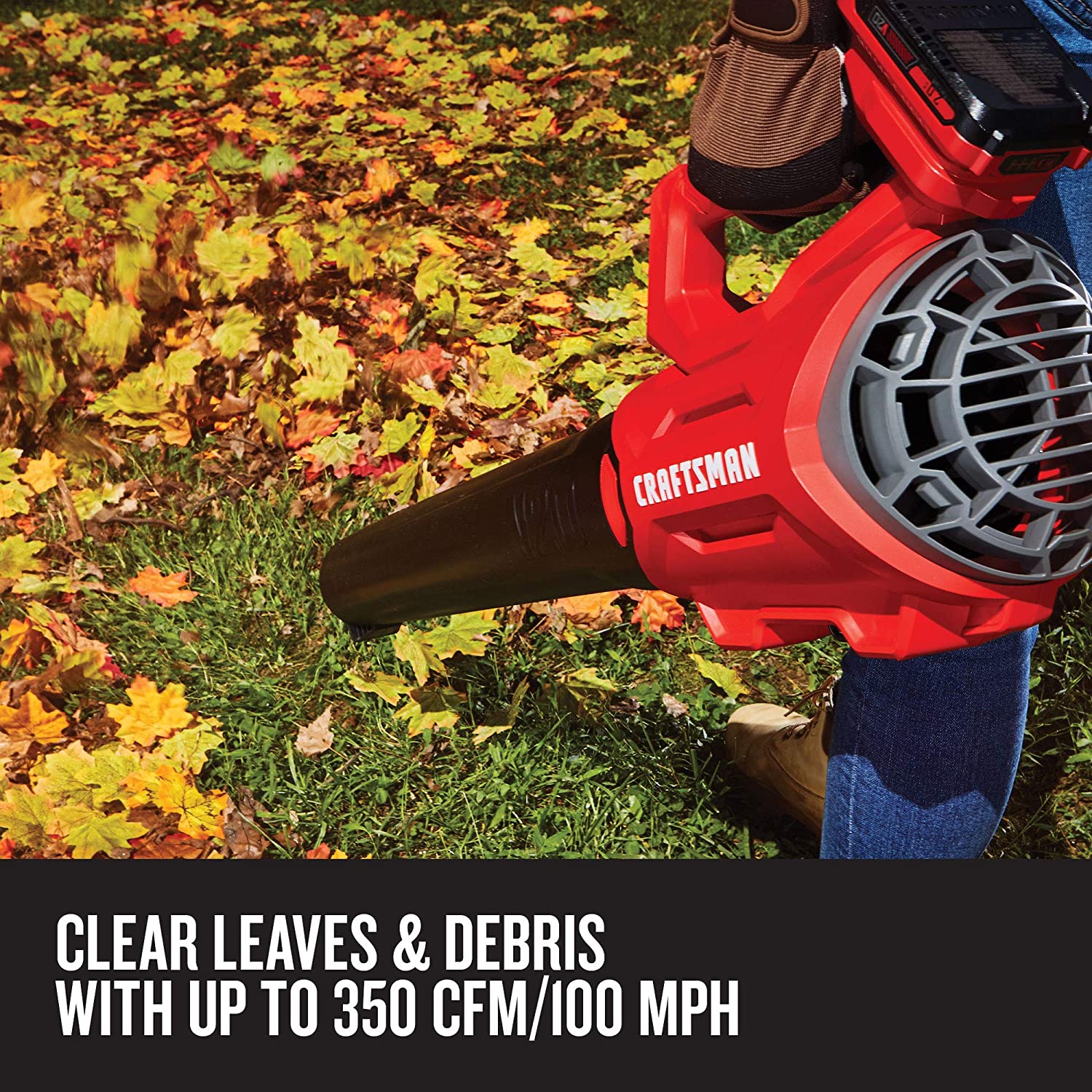 CRAFTSMAN V20 Cordless Leaf Blower， Variable Speed， Up To 100 MPH， with 2 Batteries and Charger (CMCBL720D2)