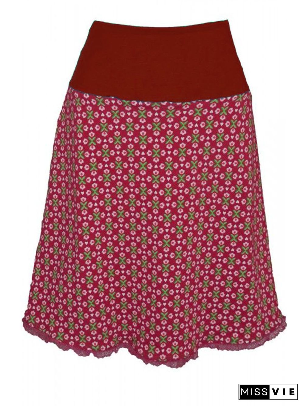 Multicolor Paneled Geometric Casual Skirt