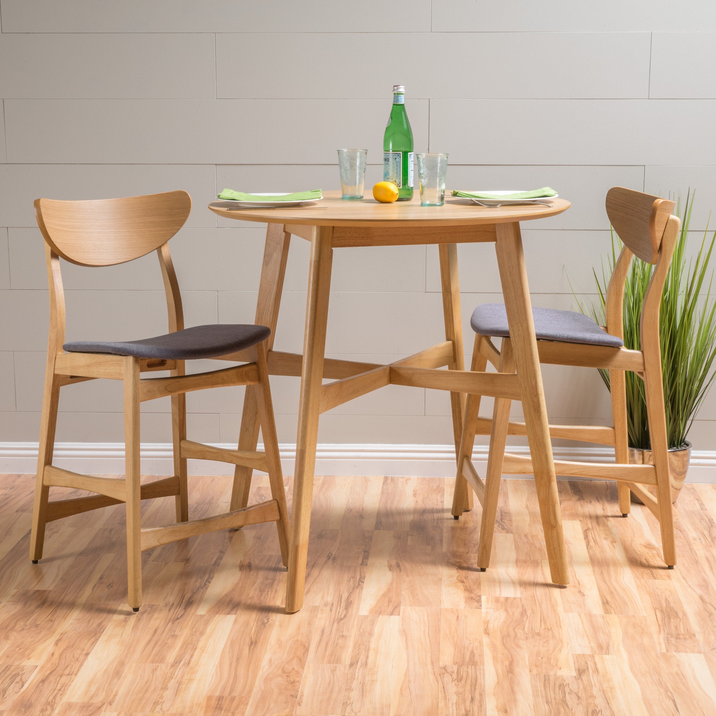 Helen Dark Fabric/ Wood Finish Counter Height Dining Set