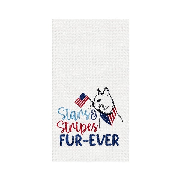 Stars and Stripes Cat 4th of July Cotton Kitchen Towel