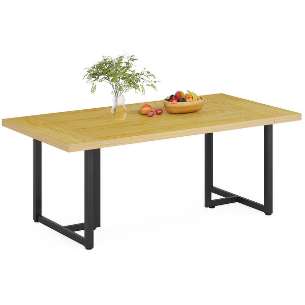 Large Kitchen Dining Table for 6，70.86'' Rectangular Dinner Tables with Steel Legs for Dining Room