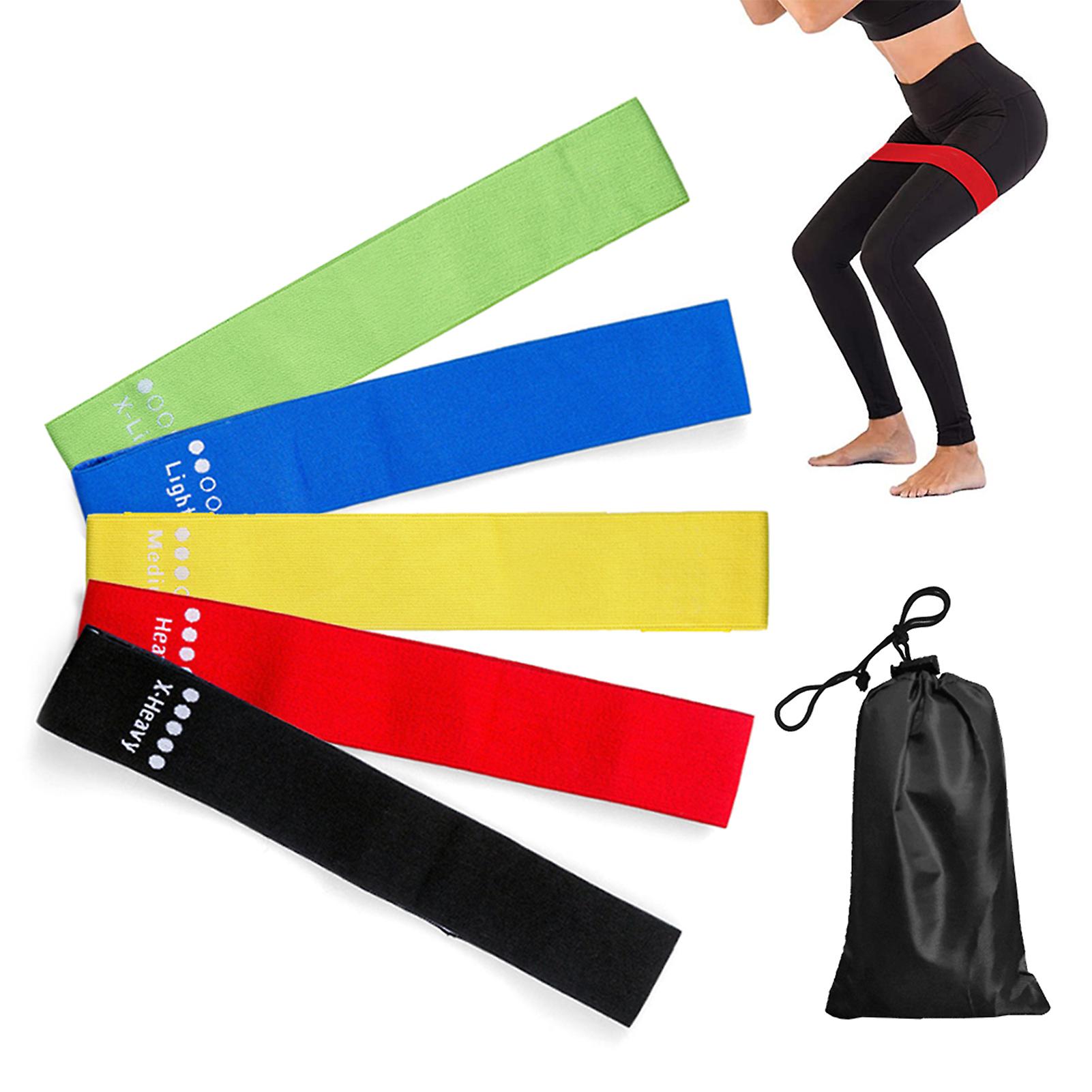 5 Pcs Resistance Loop Bands With Storage Bag For Yoga Home Gym Exercises Training