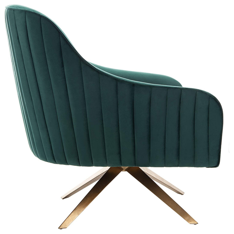 Mid Century Accent Chair  Swivel Design With Velvet Upholstered Seat  Emerald   Contemporary   Armchairs And Accent Chairs   by Declusia  Houzz