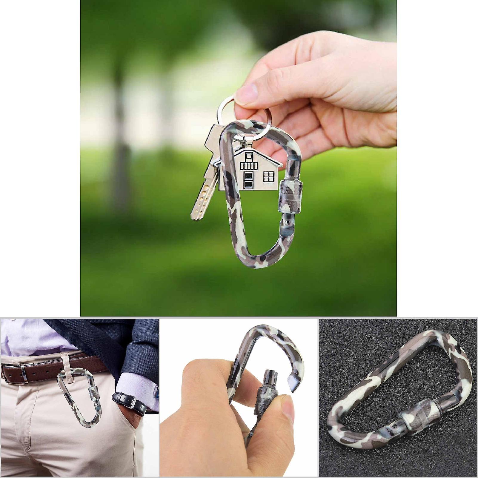 7*3.8cm Aluminium Alloy Camouflage D Shape Carabiner Outdoor Mountaineering Camping Buckle(b)