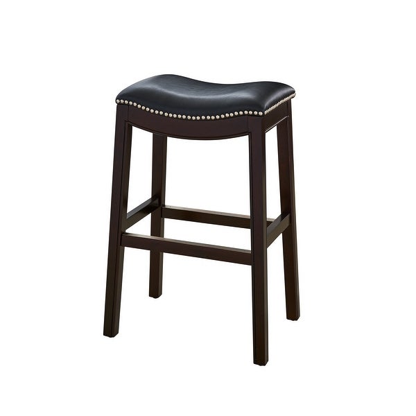 New Ridge Home Goods Julian Barstool with Black Faux Leather Seat