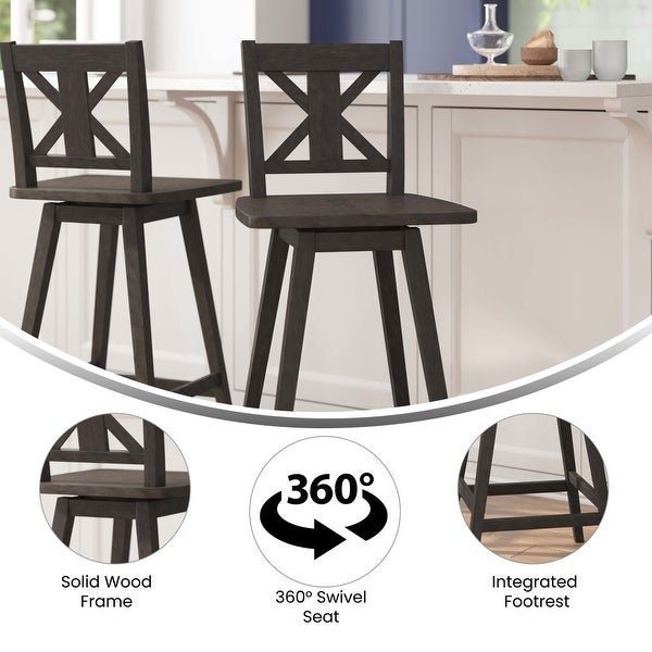 Modern Farmhouse Wooden Swivel Bar Stool